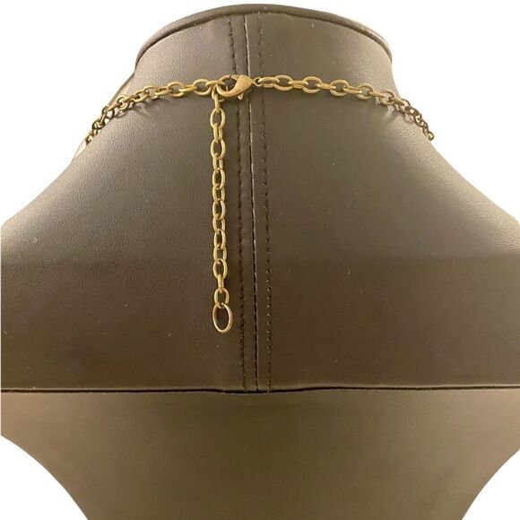 Handmade Vintage Rhinestone Pendant Statement Necklace on unique chain. - Picture 4 of 5